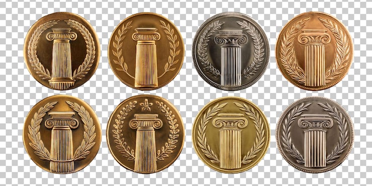 PSD gratuit des médailles variées avec des colonnes classiques