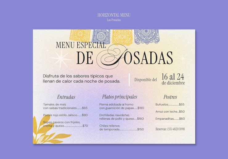 PSD gratuit menu spécial las posadas pour les fêtes de décembre