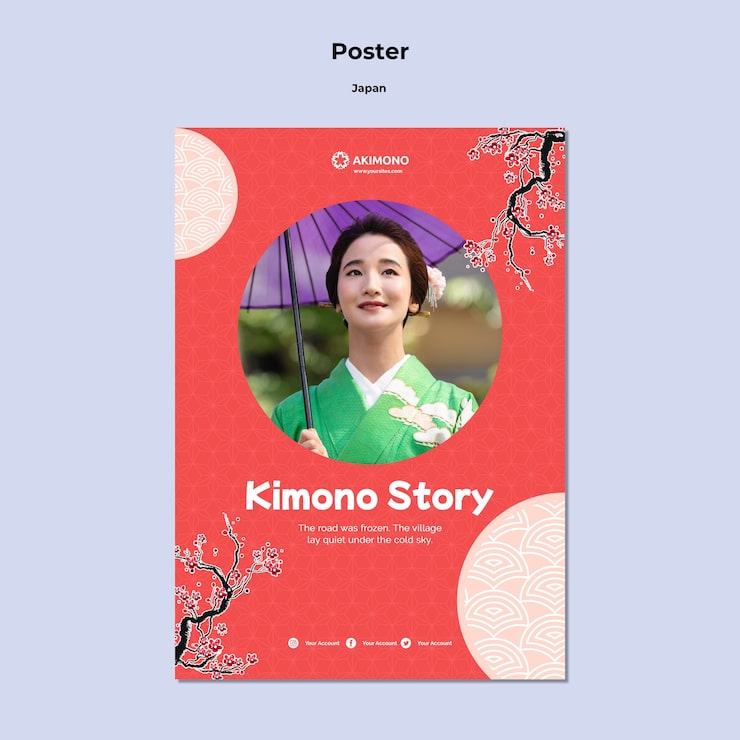PSD gratuit modèle d'affiche de robe japonaise