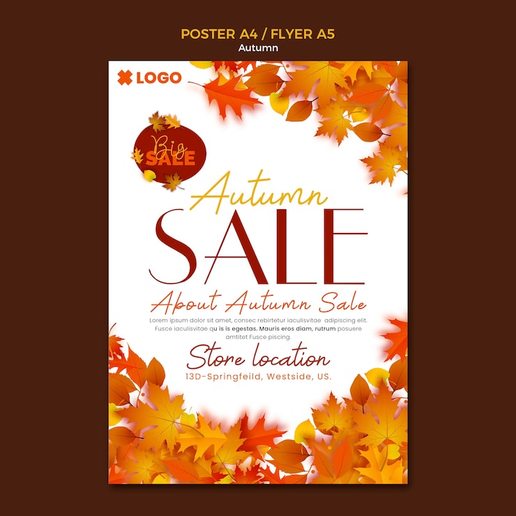PSD gratuit modèle d'affiche de saison d'automne