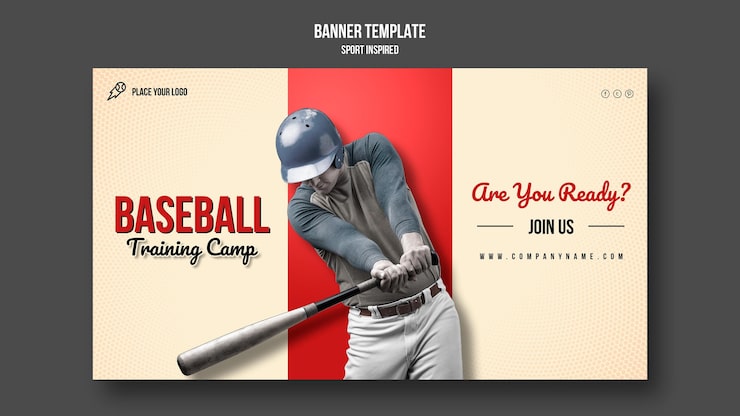 PSD gratuit modèle de bannière de camp d'entraînement de baseball