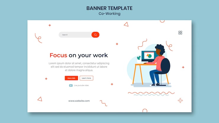 PSD gratuit modèle de bannière de coworking créatif