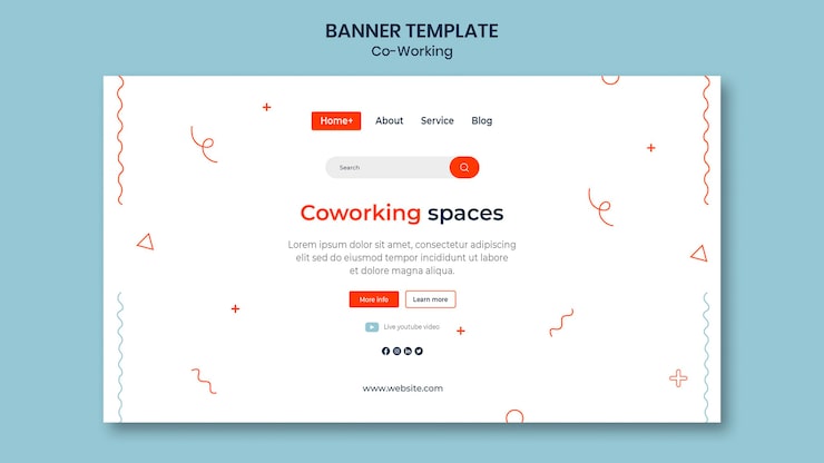 PSD gratuit modèle de bannière de coworking créatif
