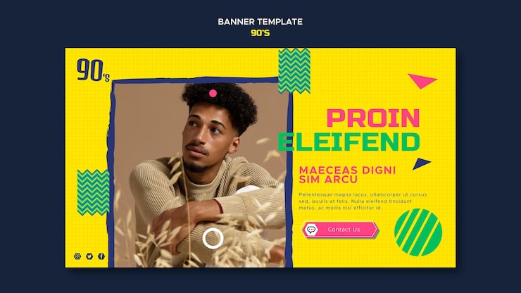 PSD gratuit modèle de bannière horizontale de mode des années 90