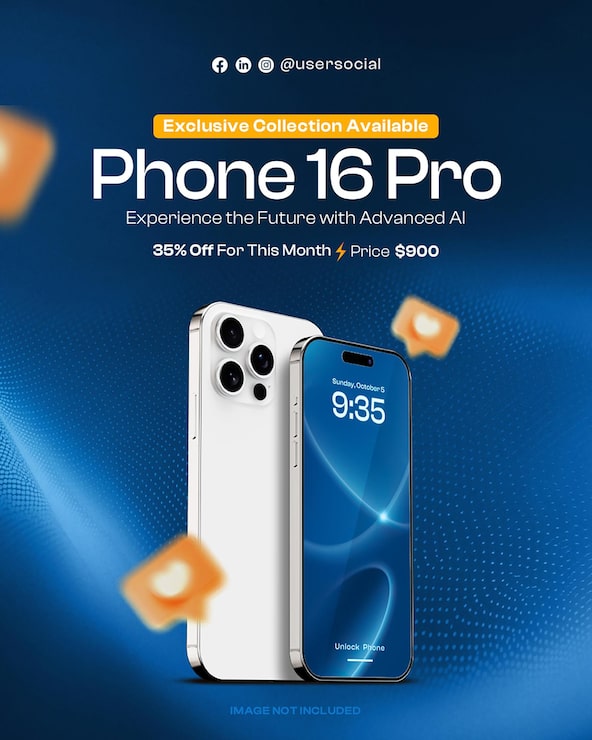 PSD gratuit modèle de bannière de médias sociaux pour le nouveau smartphone 16 pro