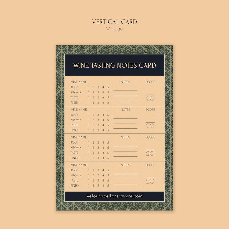 PSD gratuit modèle de carte de notes de dégustation de vin