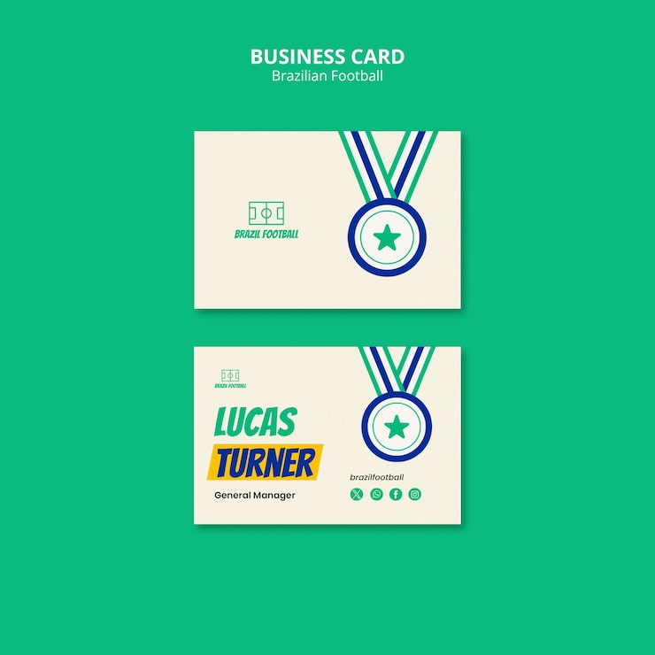 PSD gratuit modèle de carte de visite de football brésilien design plat