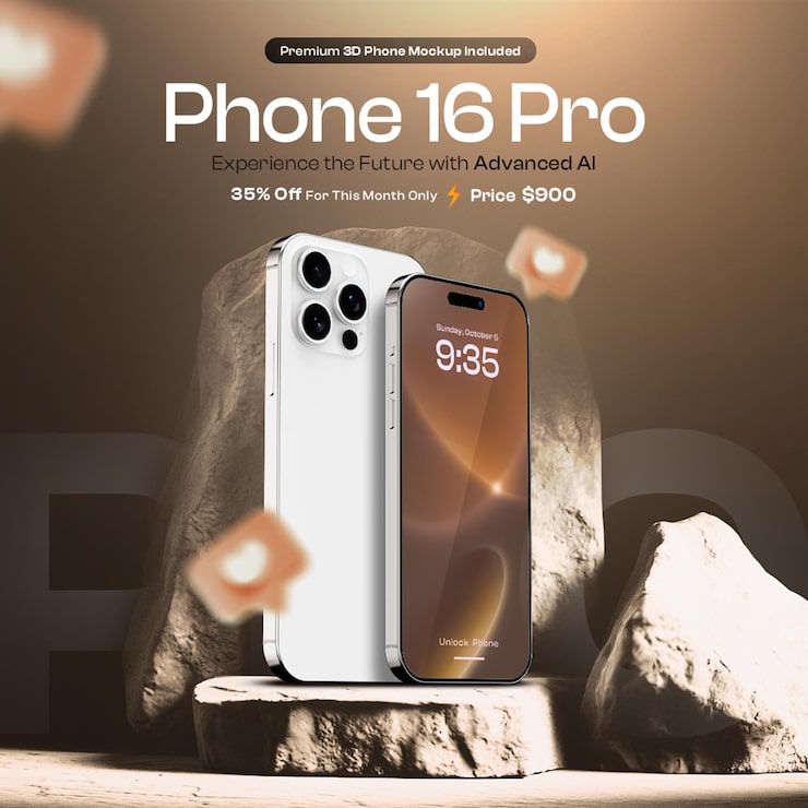 PSD gratuit modèle de conception de bannière de vente à prix réduit pour smartphone 16 pro