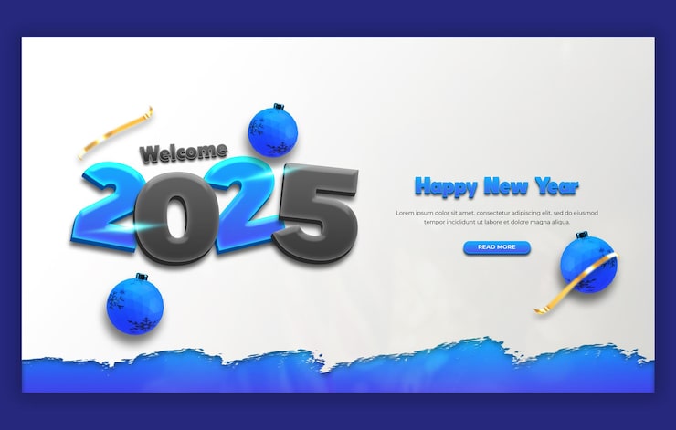PSD gratuit modèle de conception de bannière web pour la célébration du nouvel an 2025