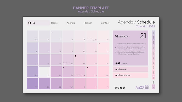 PSD gratuit modèle de conception de calendrier dégradé