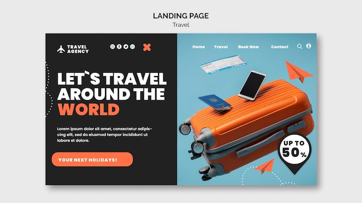 PSD gratuit modèle de conception de page de destination de voyage