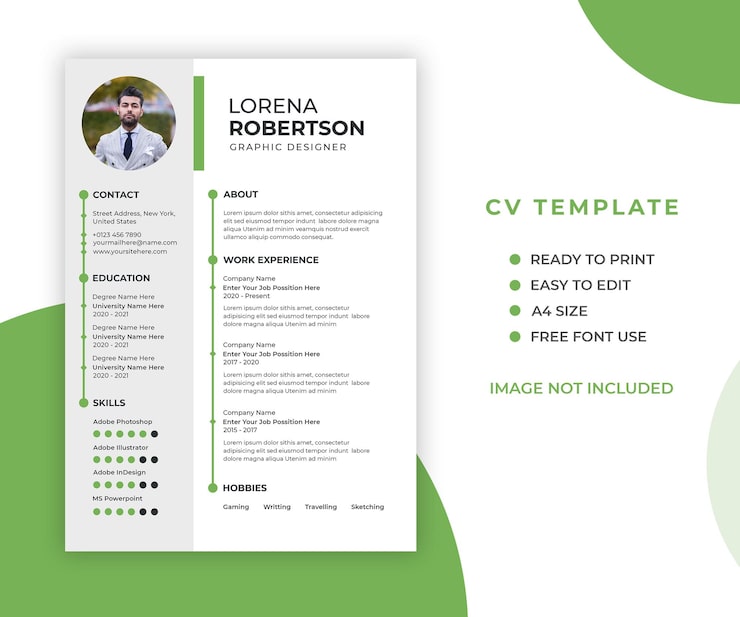 PSD gratuit modèle de curriculum vitae ou cv professionnel minimal et moderne