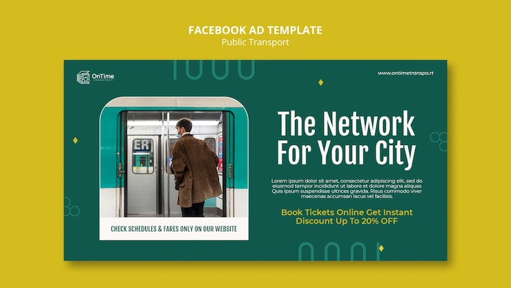 PSD gratuit modèle facebook de transport en commun