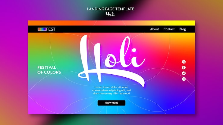 PSD gratuit modèle de festival holi dégradé