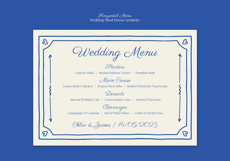 PSD gratuit modèle de menu de mariage élégant avec accents floraux