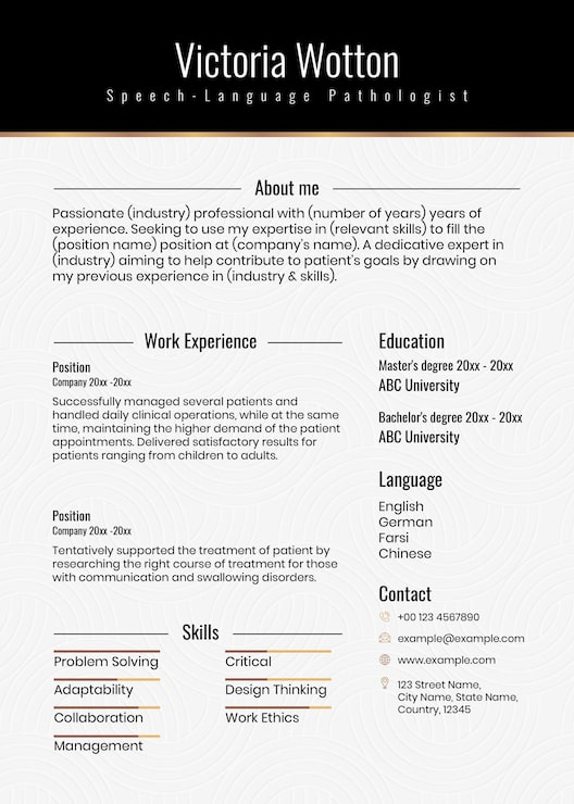 PSD gratuit modèle modifiable de cv de luxe psd en noir et or