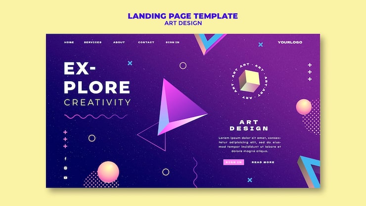 PSD gratuit modèle de page de destination de conception artistique
