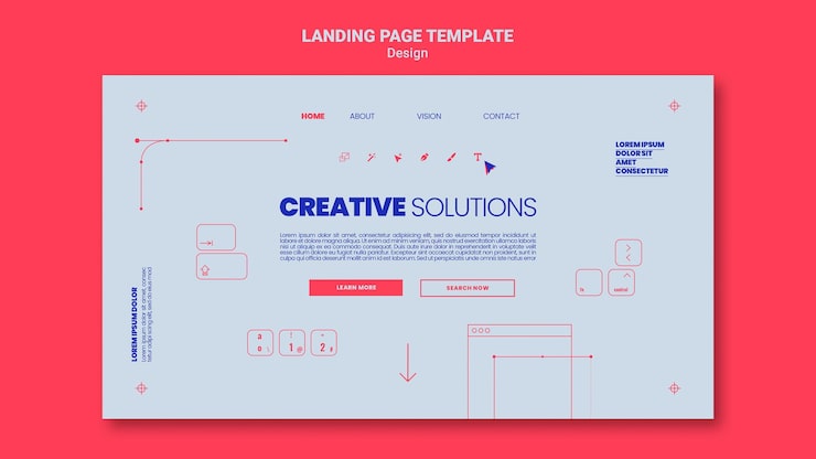 PSD gratuit modèle de page de destination pour des solutions commerciales créatives