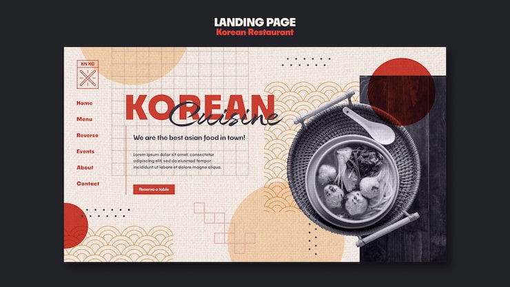 PSD gratuit modèle de page de destination de restaurant de cuisine coréenne