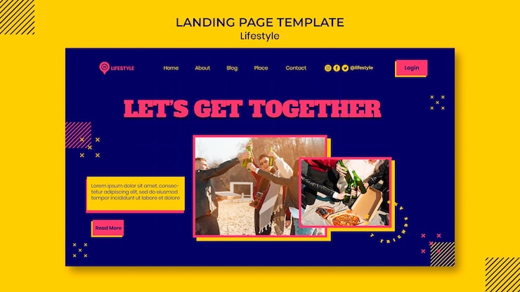 PSD gratuit modèle de page de destination de style de vie joyeux