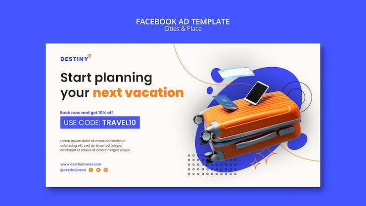 PSD gratuit modèle de promotion de médias sociaux pour voyager