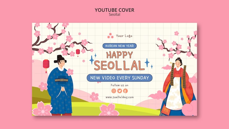 PSD gratuit modèle de seollal heureux design plat