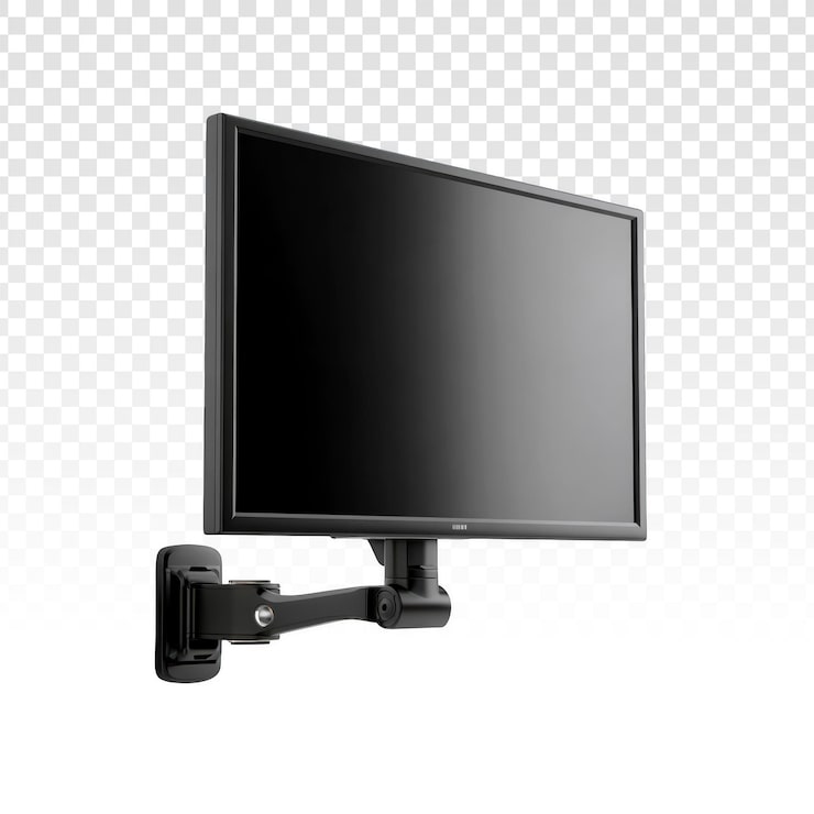 PSD gratuit moniteur noir sur support mural articulé