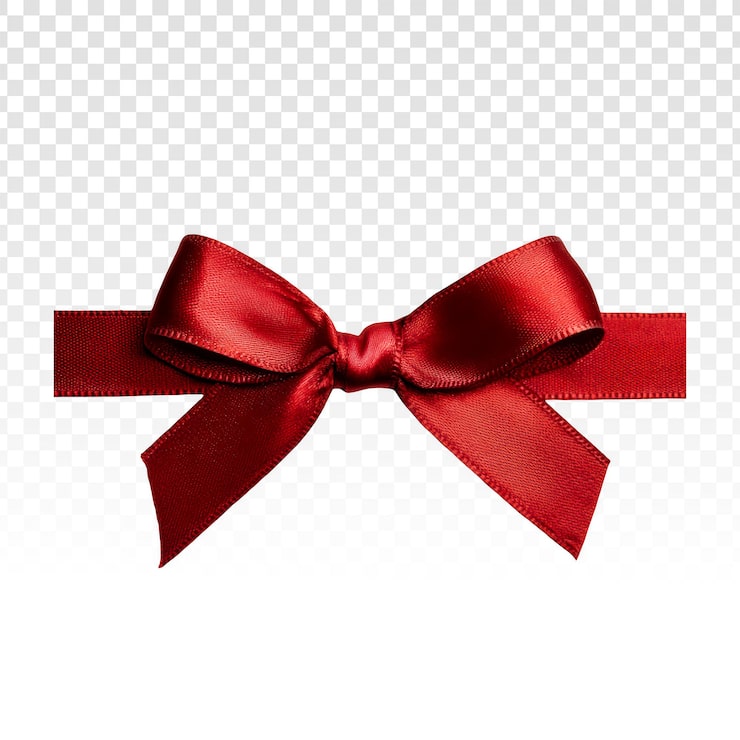 PSD gratuit nœud cadeau en satin rouge avec fond transparent.