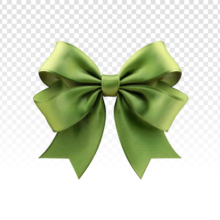 PSD gratuit nœud cadeau en satin vert isolé.