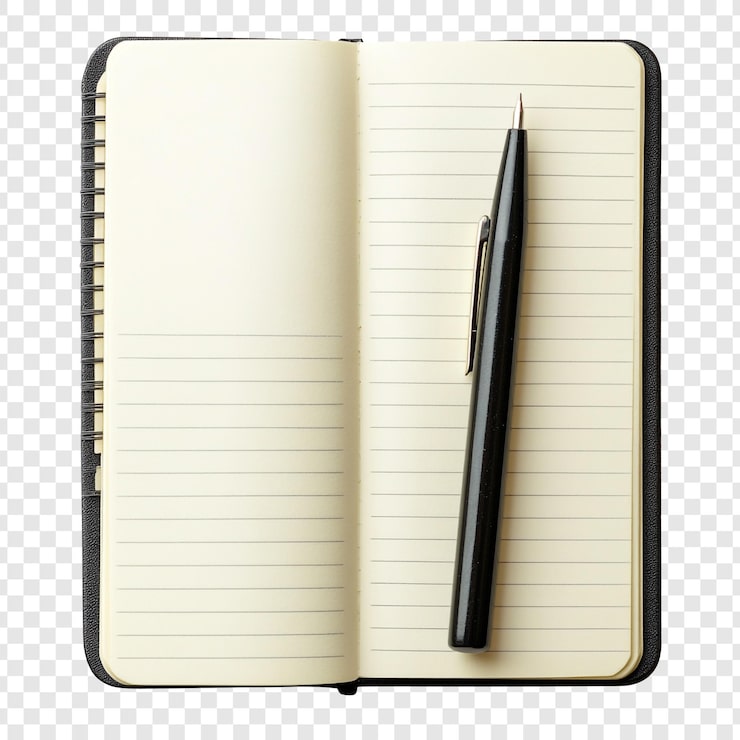 PSD gratuit ouvrez le bloc-notes avec le stylo prêt à écrire