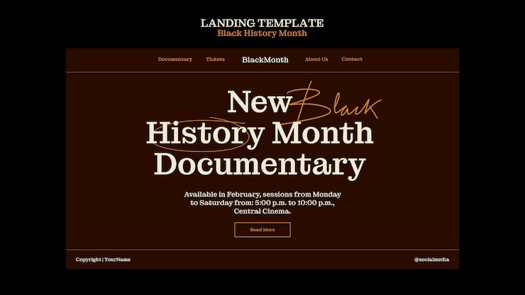 PSD gratuit page d'accueil de la célébration du mois de l'histoire noire