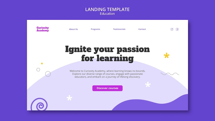 PSD gratuit page de destination du concept d'éducation au design plat
