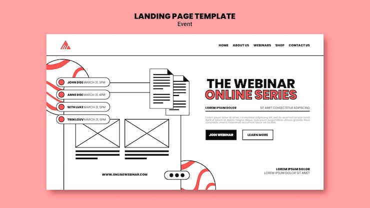PSD gratuit page de destination du webinaire en ligne de l'événement