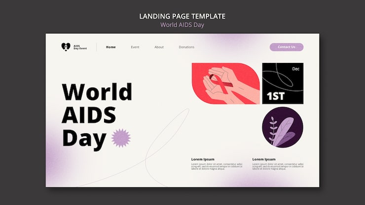 PSD gratuit page de destination de la journée mondiale du sida en dégradé