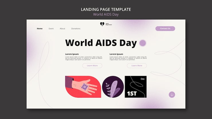 PSD gratuit page de destination de la journée mondiale du sida en dégradé