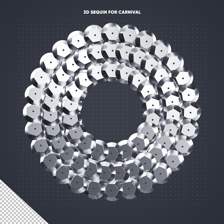 PSD gratuit paquet rond de paillettes argentées pour le carnaval