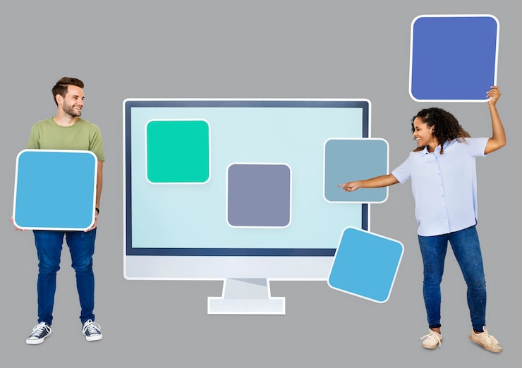 PSD gratuit personnes avec des icônes de modèle web