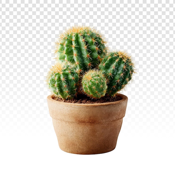 PSD gratuit petite plante de cactus en pot avec fond transparent