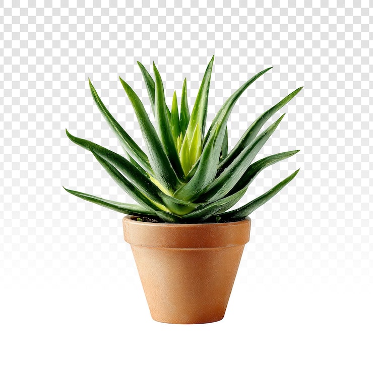 PSD gratuit plante d'aloe vera dans un pot en terre cuite