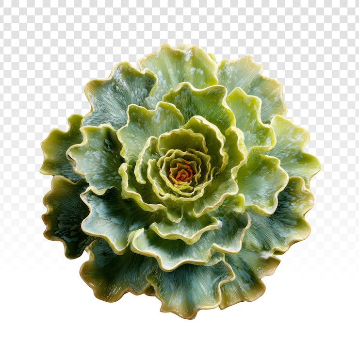 PSD gratuit plante succulente echeveria vert vif aux feuilles ondulées
