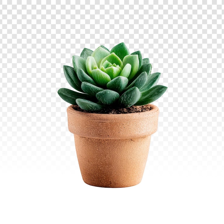 PSD gratuit plante succulente isolée dans un pot en terre cuite.