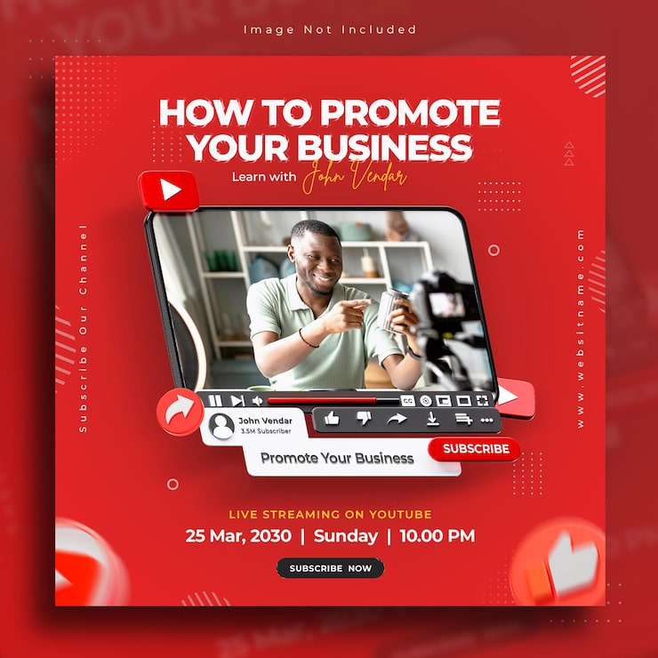 PSD gratuit promotion d'entreprise sur les médias sociaux de youtube modèle de conception de post