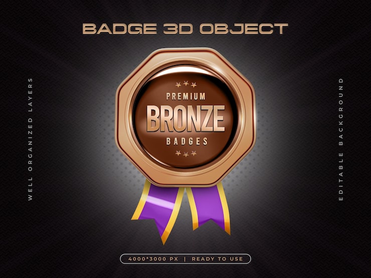 PSD gratuit render 3d du badge pour la composition du prix du champion