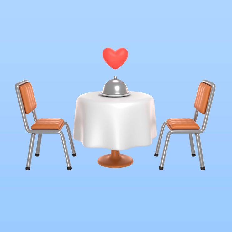 PSD gratuit rendu 3d de l'icône de la table de la saint-valentin