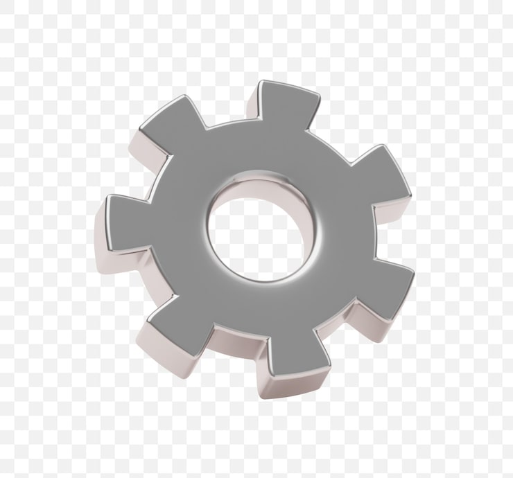 PSD gratuit roue dentée travail d'équipe machine outils d'ingénierie construction 3d icône signe ou symbole maquette illustration