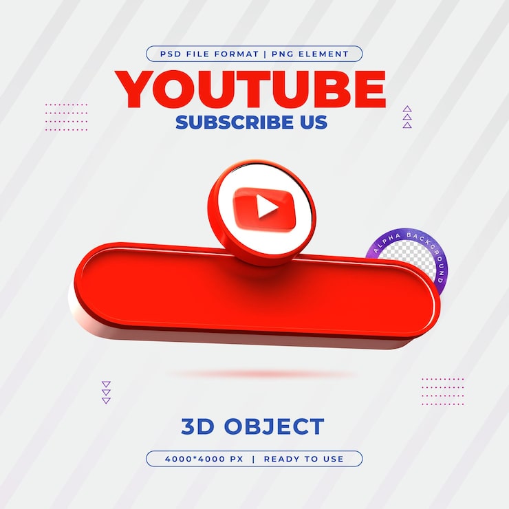PSD gratuit s'abonner sur youtube profile médias sociaux render 3d isolé pour la composition