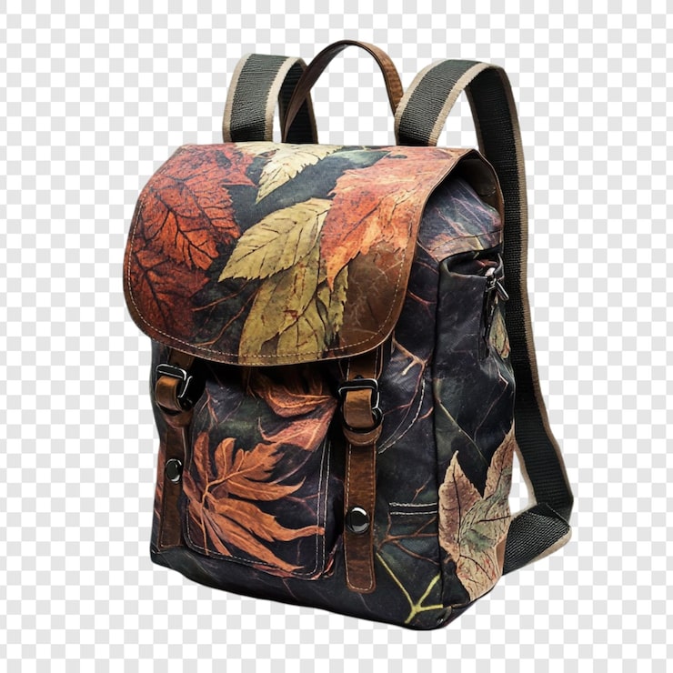 PSD gratuit le sac à dos à feuilles d'automne élégant et écologique