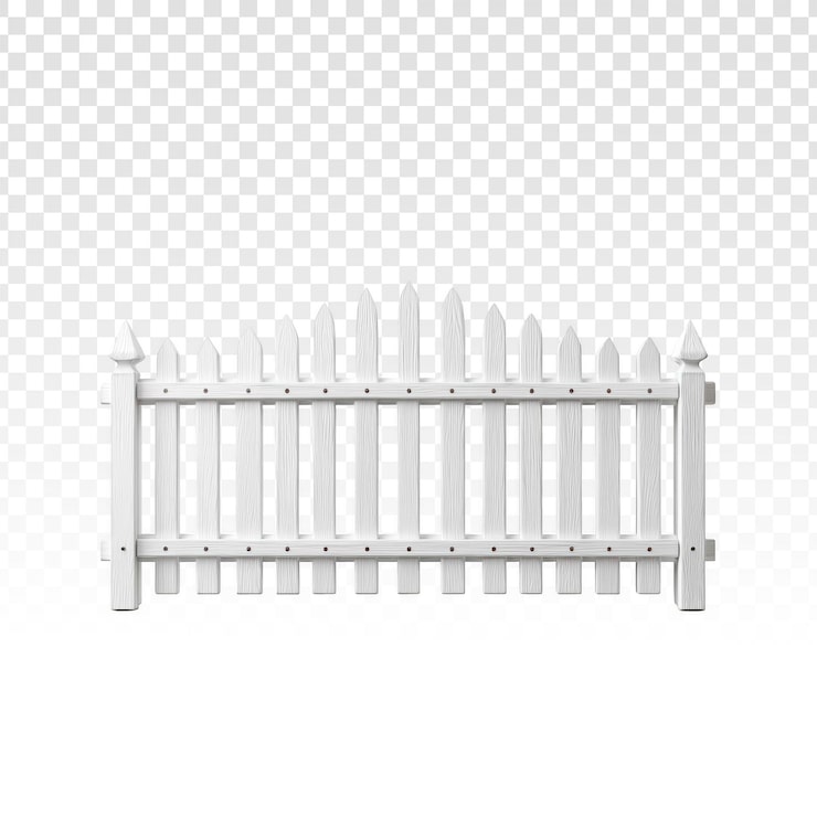 PSD gratuit section de clôture à piquets blanche sur fond transparent