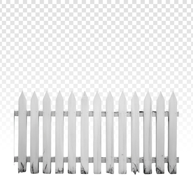 PSD gratuit section de clôture à piquets blanche sur fond transparent