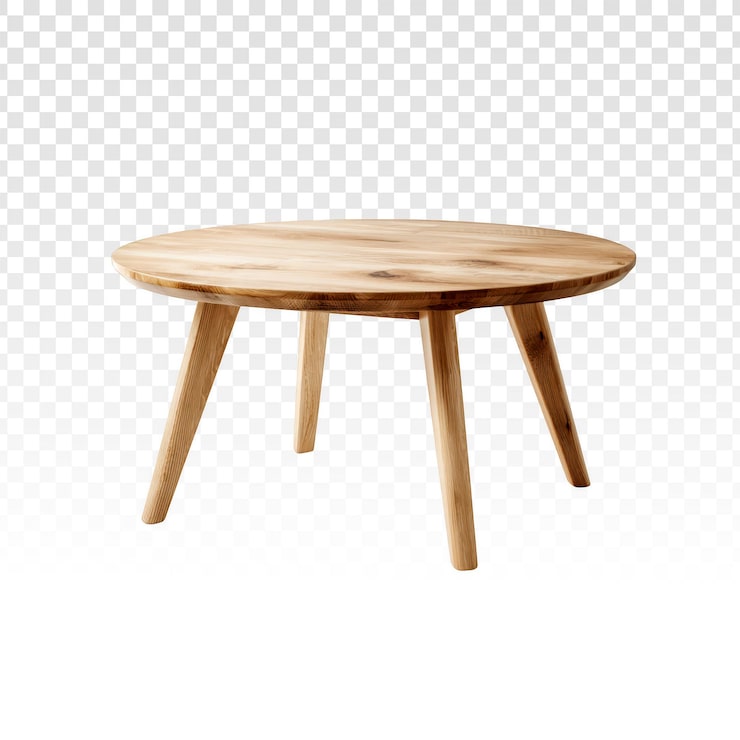 PSD gratuit table basse ronde en bois isolée